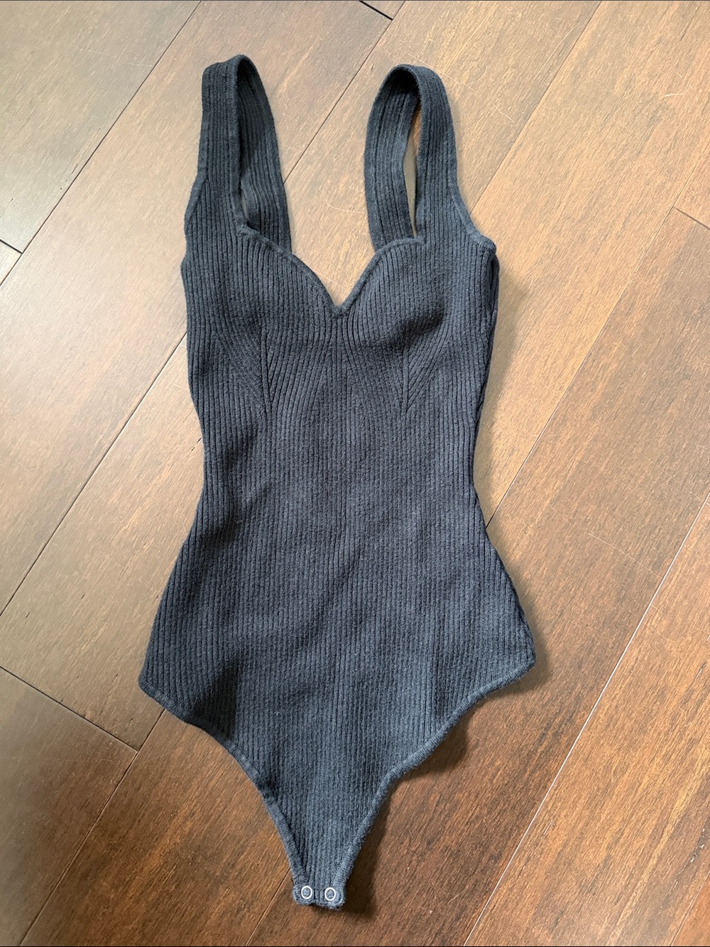 Abercrombie & Fitch Black Ribbed One-Piece Bodysuit